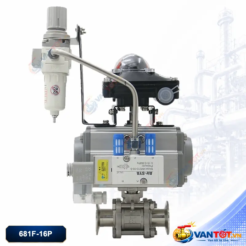 Van bi khí nén lắp nhanh inox Q681F-16P Van bi khí nén lắp nhanh inox Q681F-16P