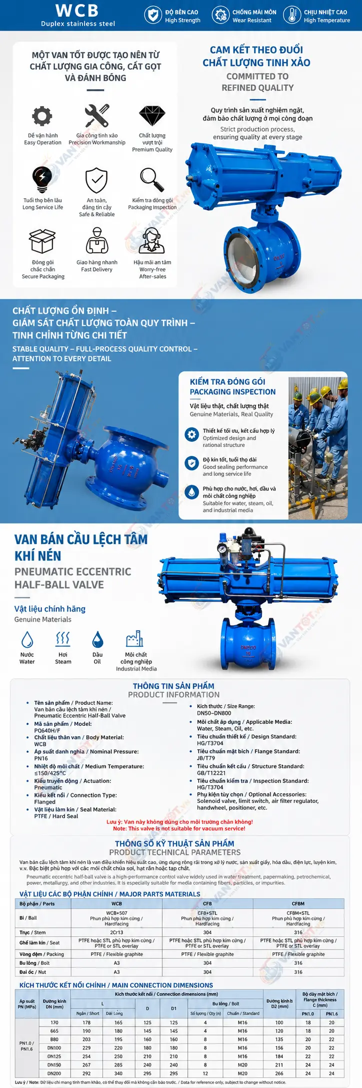 van bi lệch tâm khí nén PQ640H-10C