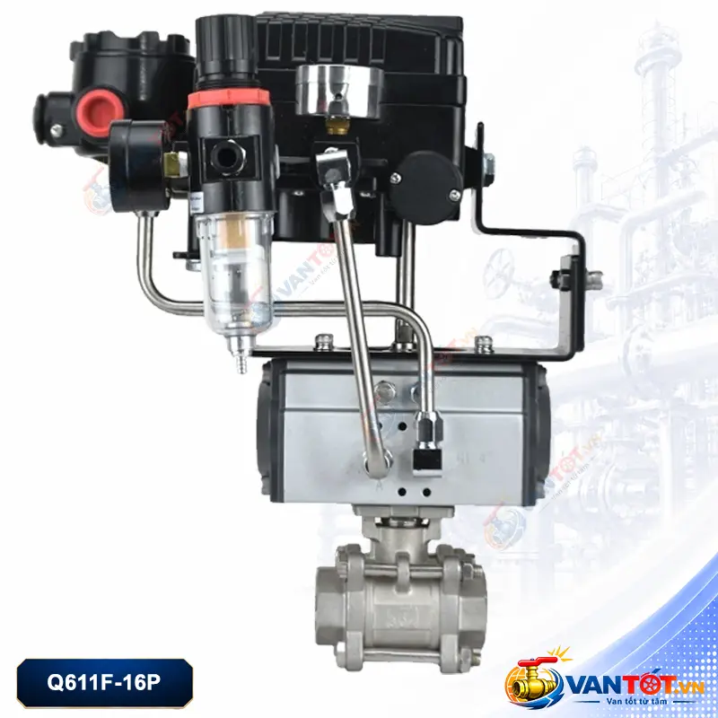 van bi khí nén ren 3 mảnh inox 304 Q611F-16P van bi khí nén ren 3 mảnh inox 304 Q611F-16P