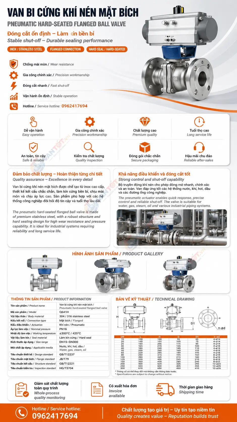 van bi khí nén kín khí kiểu O Q641H-16P