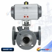 van bi khí nén 3 ngã thép carbon mặt bích