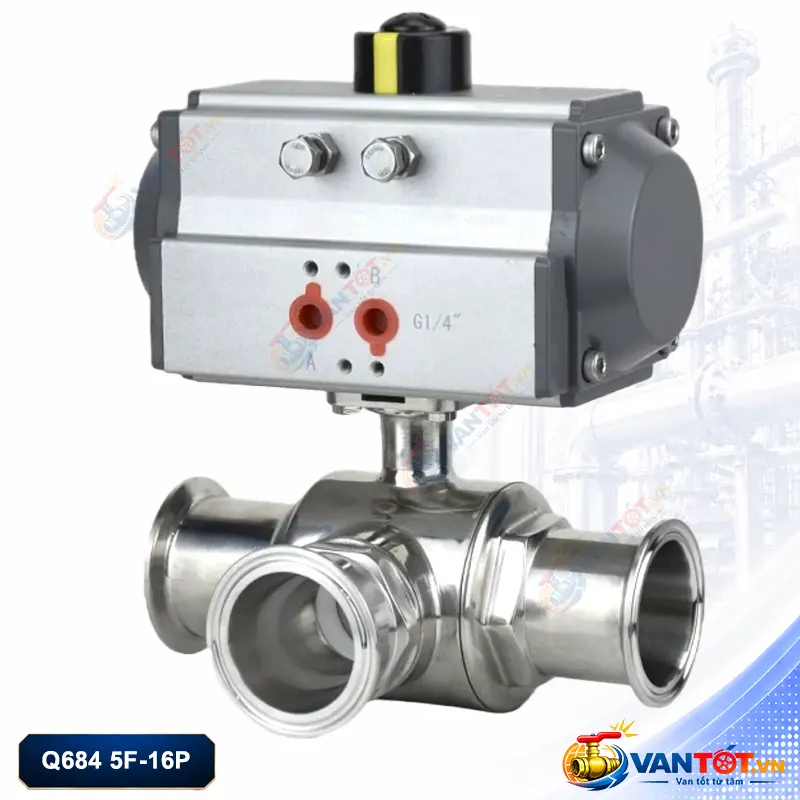 van bi khí nén 3 ngã inox 304 vi sinh van bi khí nén 3 ngã inox 304 vi sinh