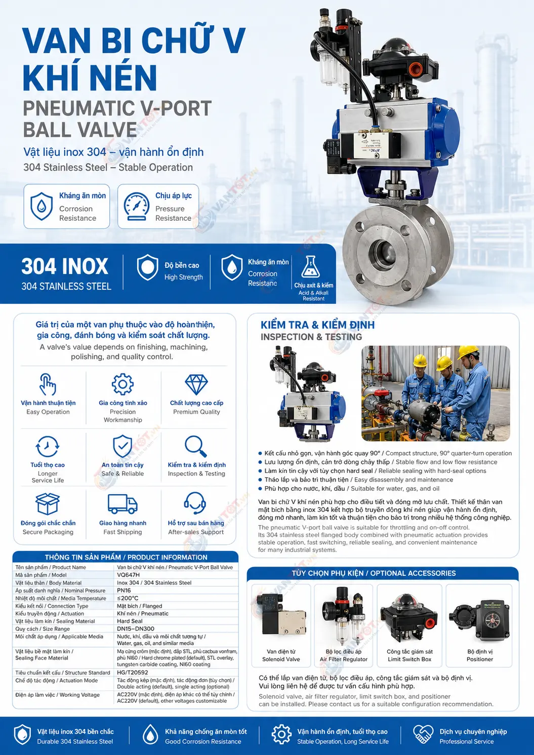 van bi khí nén kiểu V VQ647H/Y-16P