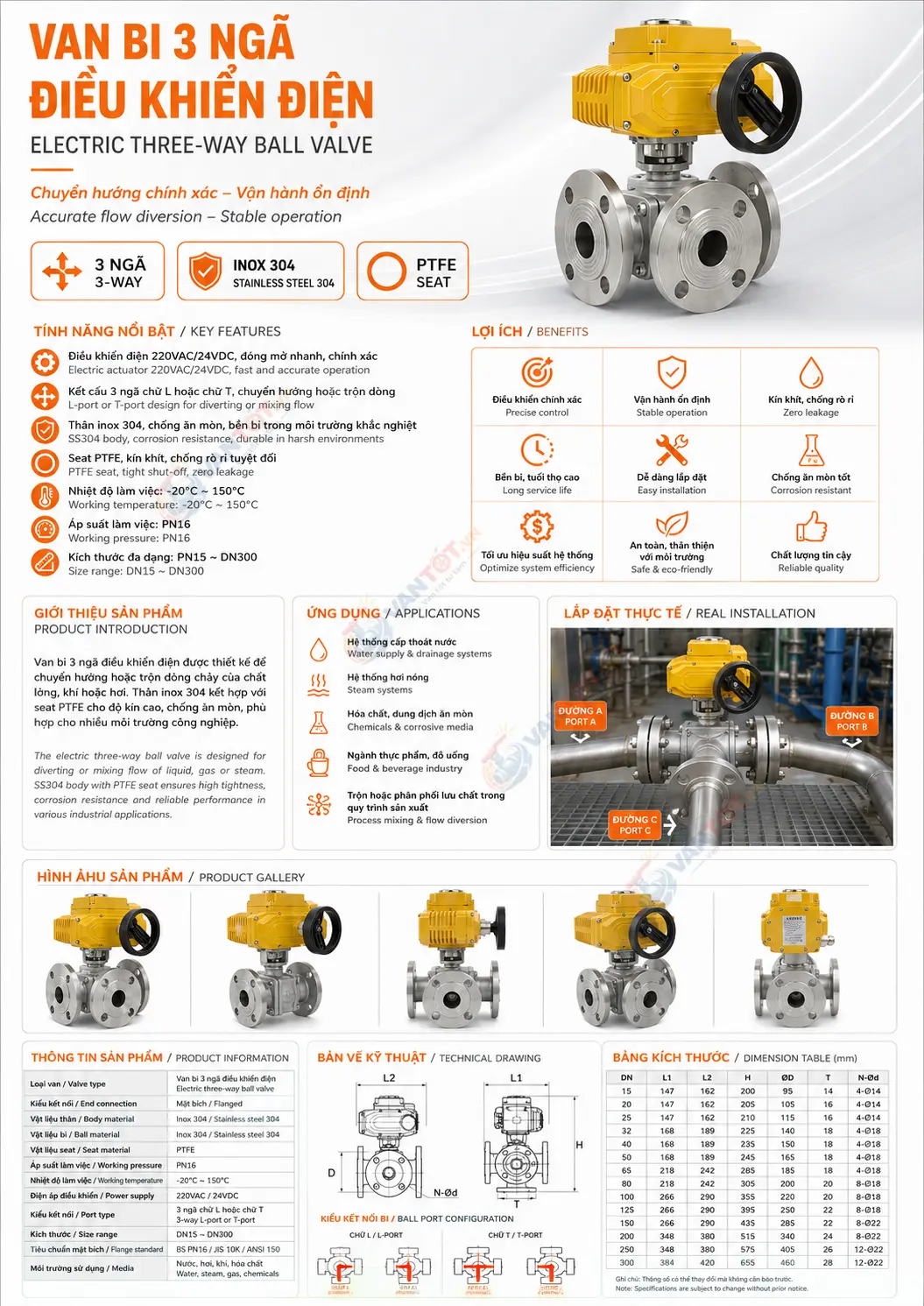 van bi 3 ngả điện Q944F Q945F