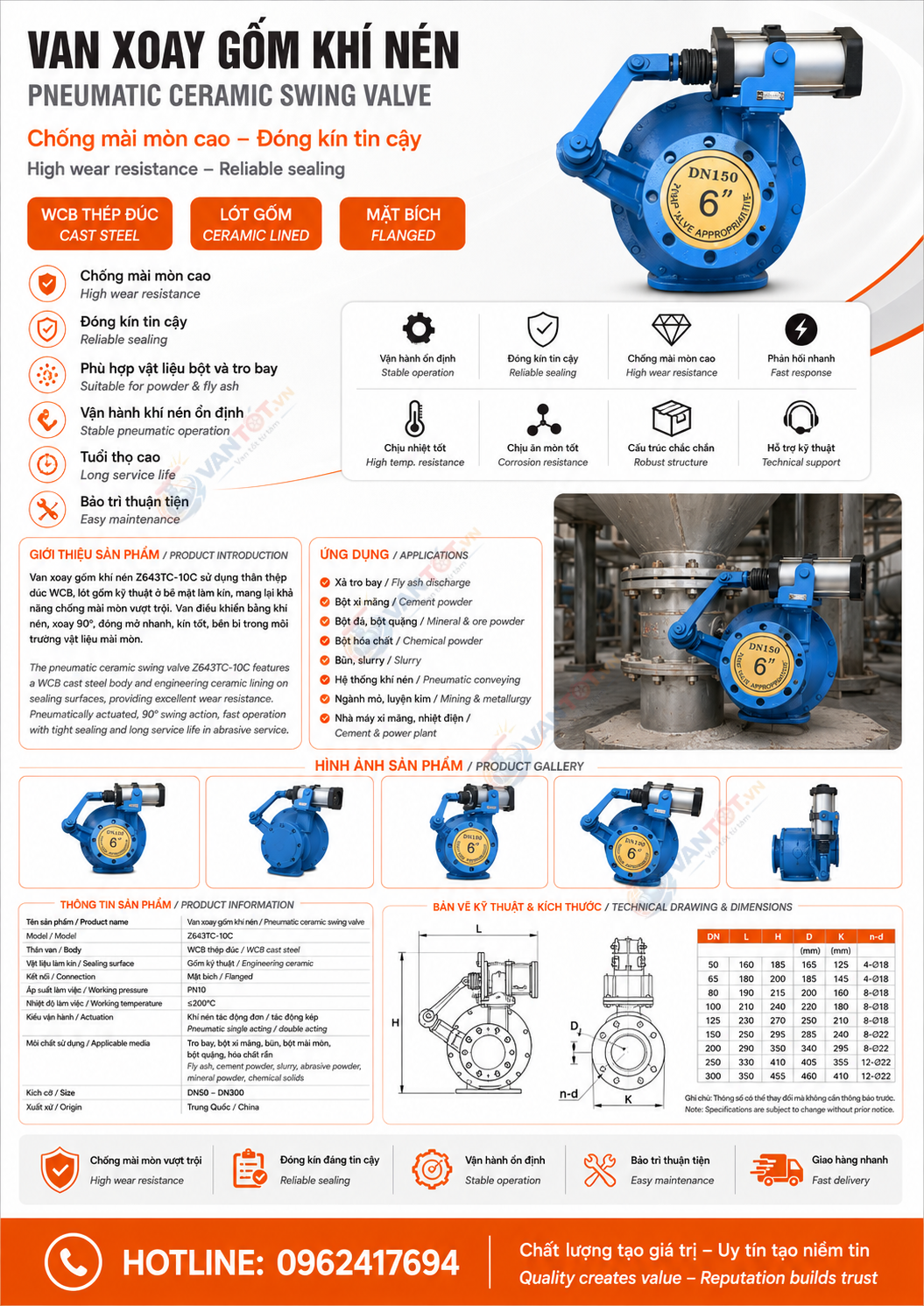 van xoay gốm khí nén Z643TC-10C