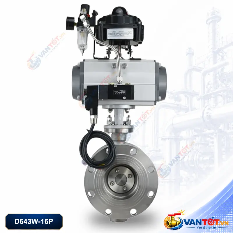 van bướm khí nén mặt bích chống cháy nổ D643W-16P van bướm khí nén mặt bích chống cháy nổ D643W-16P