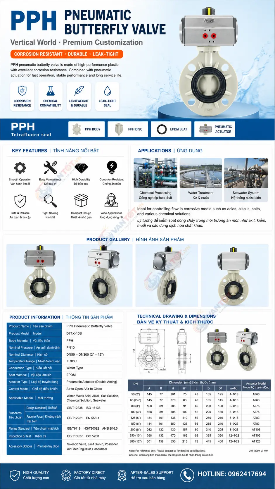 van bướm khí nén PPH D671X-10S