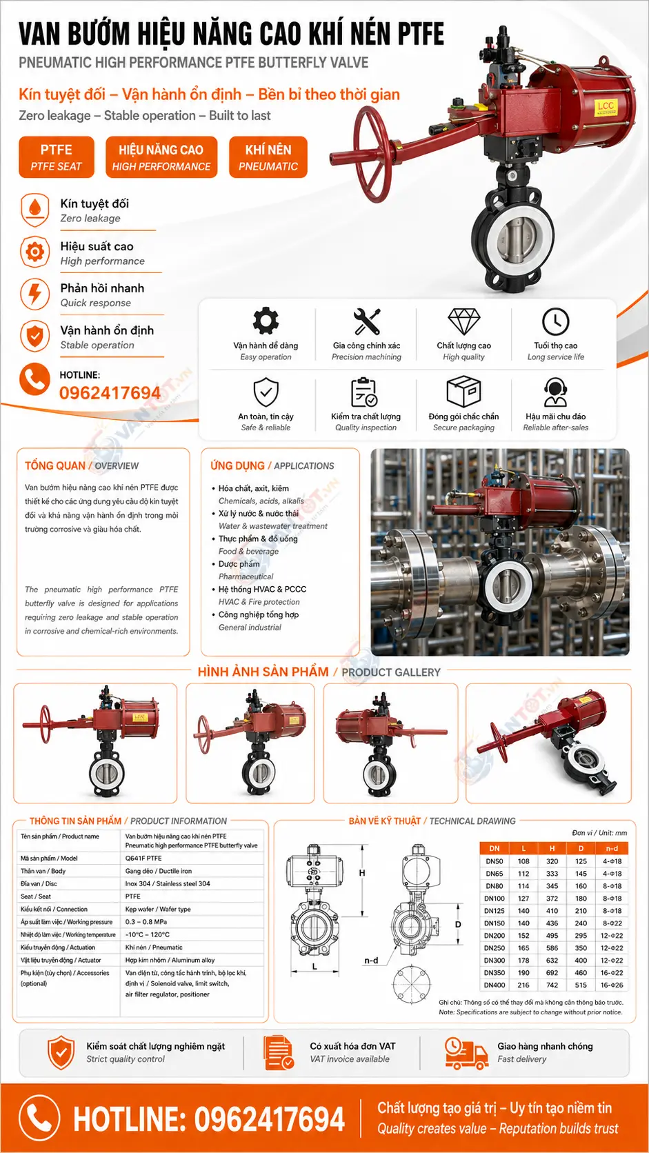 van bướm khí nén áp lực cao D673W-64P