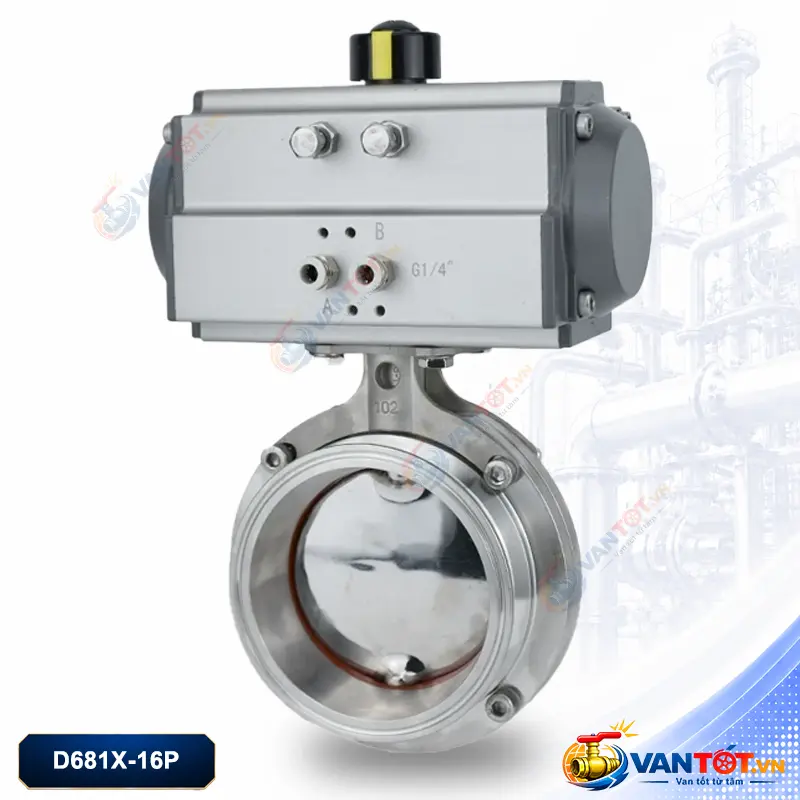 van bướm khí nén vi sinh D681X-16P van bướm khí nén vi sinh D681X-16P