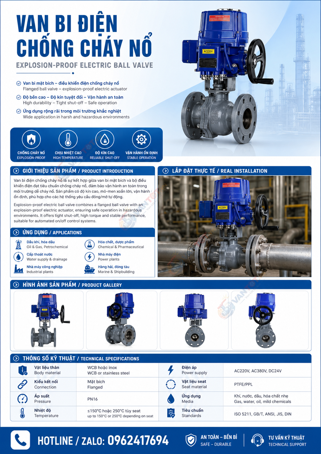 van bi điện Q941F chống cháy nổ