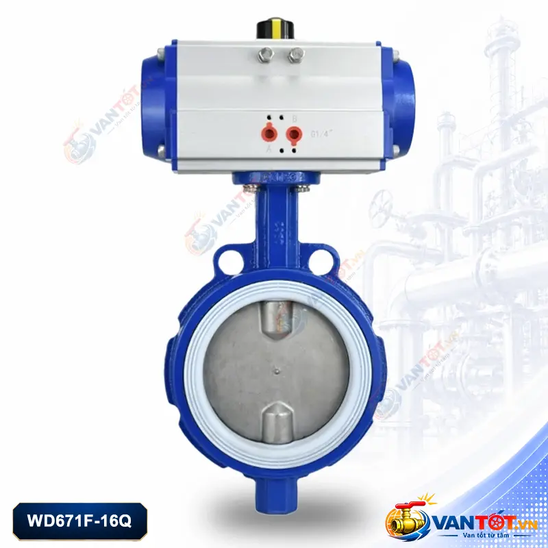 van bướm khí nén lót PTFE WD671F-16Q van bướm khí nén lót PTFE WD671F-16Q