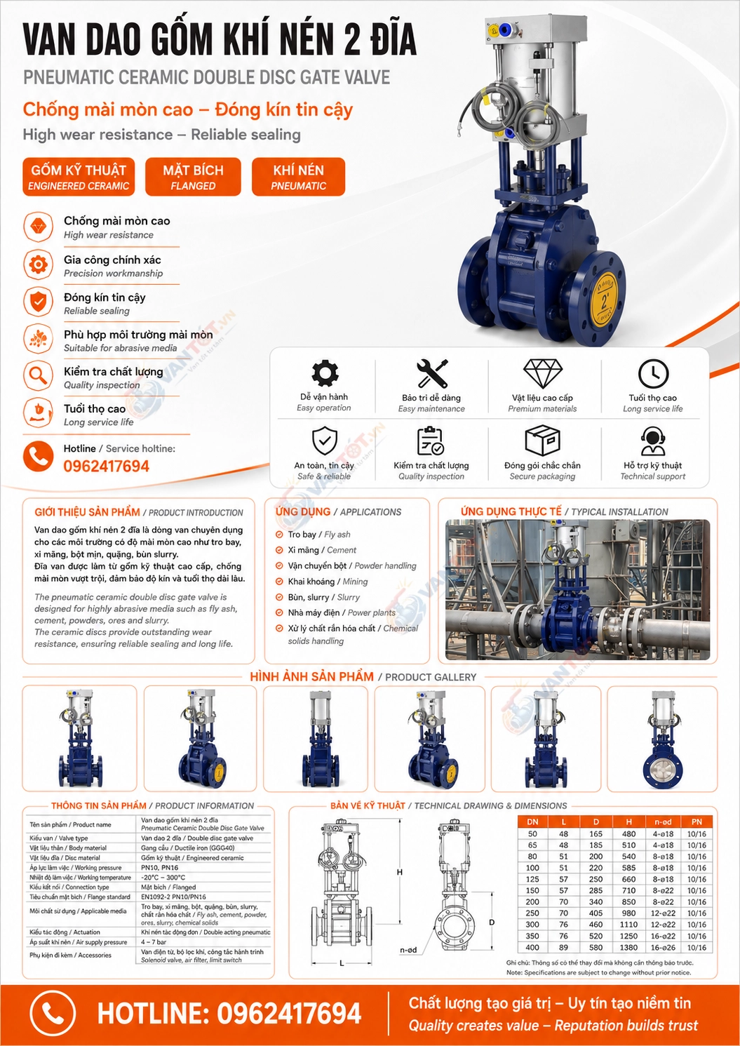 van cổng đôi gốm khí nén Z644TC-10C